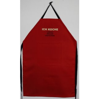 Latzschürze bestickt Rot  ich koche vor Wut, Lust..