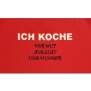 Latzschürze bestickt Rot  ich koche vor Wut, Lust..